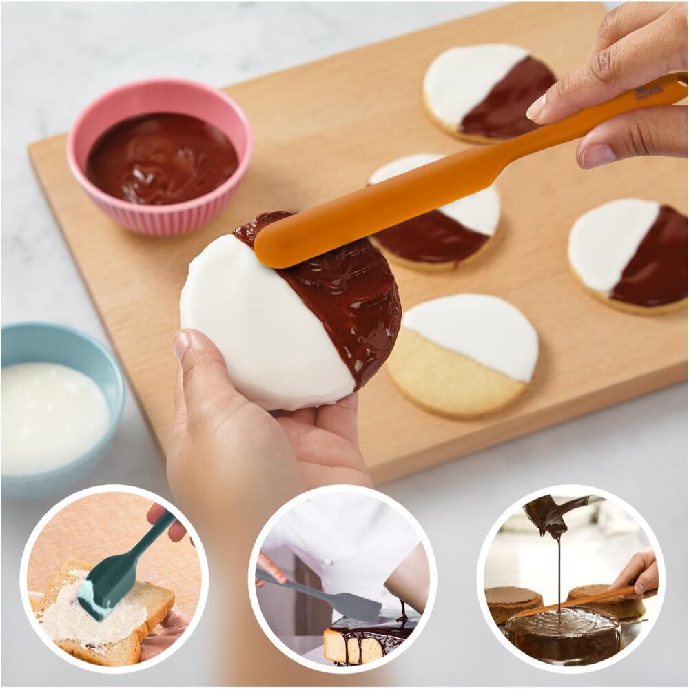 Heat Resistant 600℉ BPA-Free Silicone Rubber Spatula Set for Baking, Cooking, an - Picture 3 of 7